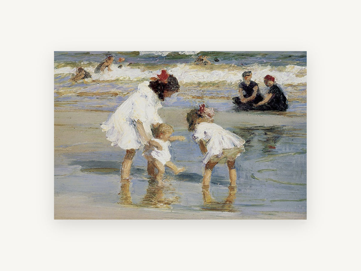 Paddling at the Shallows, coastal canvas wall art print, front view