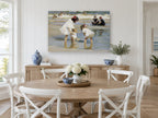 Paddling at the Shallows coastal canvas print on the wall of a Hamptons dining room