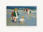Children at Water's Edge, coastal canvas wall art print, front view