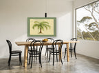 Palm on the Chart floral canvas print on the wall of a dining room