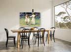 Garden Circle Dance floral canvas print on the wall of a dining room