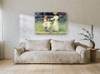 Garden Circle Dance floral canvas print on the wall of a living room
