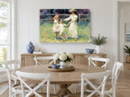 Garden Circle Dance floral canvas print on the wall of a Hamptons dining room