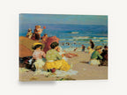 Afternoon on the Sand, vintage beach scene families seascape, coastal canvas wall art print ready to hang