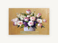 Peonies and Tulips in Urn, floral canvas wall art print, front view