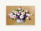 Peonies and Tulips in Urn, floral canvas wall art print, front view