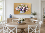 Peonies and Tulips in Urn floral canvas print on the wall of a Hamptons dining room