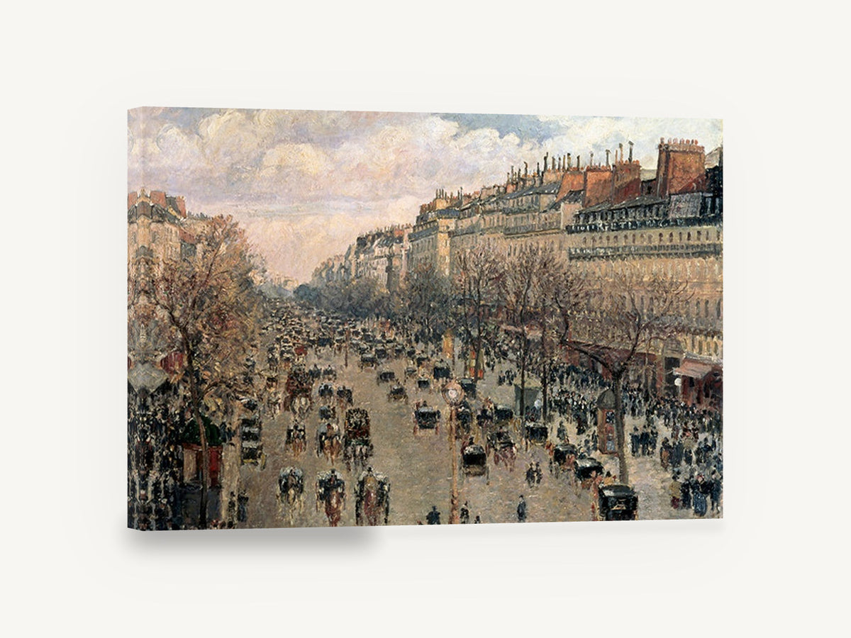Boulevard in Afternoon Light, paris boulevard street scene painting, city canvas wall art print ready to hang