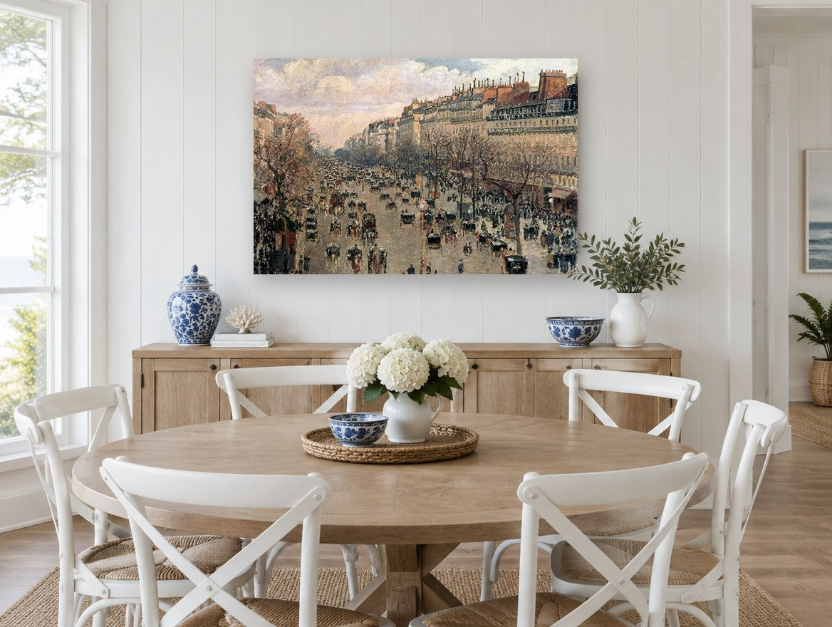 Boulevard in Afternoon Light city canvas print on the wall of a Hamptons dining room