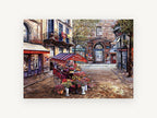 Flower Cart Courtyard, floral canvas wall art print, front view