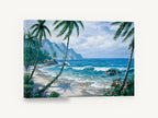 Palm Cove Paradise, tropical beach palm trees seascape, coastal canvas wall art print ready to hang