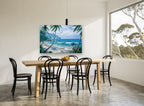 Palm Cove Paradise coastal canvas print on the wall of a dining room