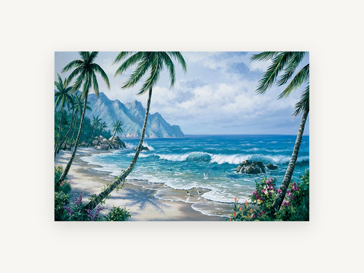 Palm Cove Paradise, coastal canvas wall art print, front view
