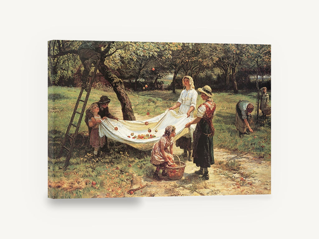 Orchard Apple Harvest, apple orchard harvest figurative painting, floral canvas wall art print ready to hang