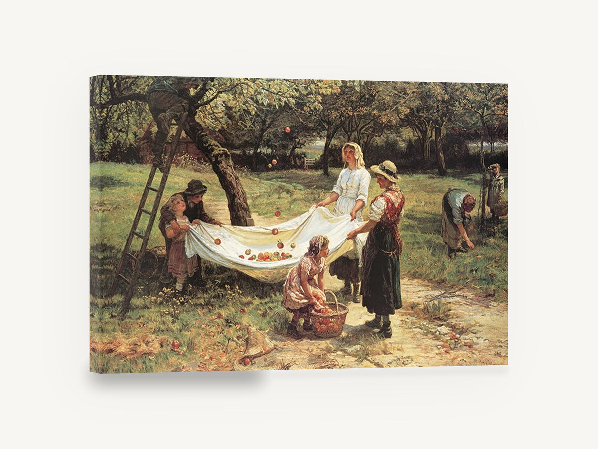 Orchard Apple Harvest, apple orchard harvest figurative painting, floral canvas wall art print ready to hang