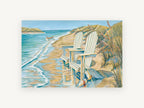 Two Chairs at the Shoreline, coastal canvas wall art print, front view