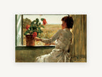 Geranium at the Window, floral canvas wall art print, front view