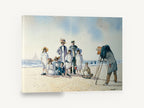 Family Beach Portrait, vintage family beach photo watercolour, coastal canvas wall art print ready to hang