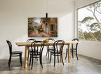 Terrace Above the Bay coastal canvas print on the wall of a dining room
