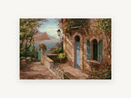 Terrace Above the Bay, coastal canvas wall art print, front view