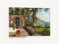 Terrace Above the Bay, amalfi coast terrace seaside scene, coastal canvas wall art print ready to hang