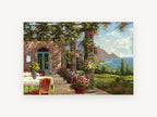 Terrace Above the Bay, coastal canvas wall art print, front view