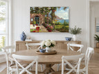 Terrace Above the Bay coastal canvas print on the wall of a Hamptons dining room