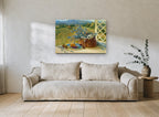 Lavender Basket Terrace floral canvas print on the wall of a living room