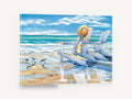 Sandpipers and Beach Chairs, beach chairs sandpipers coastal illustration, coastal canvas wall art print ready to hang