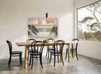 Dune Path Sunburst coastal canvas print on the wall of a dining room