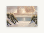 Dune Path Sunburst, coastal canvas wall art print, front view