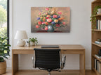 Rose Bouquet in Blue Vase floral canvas print on the wall of a study