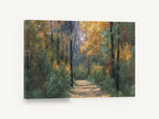 Leaf Strewn Forest Path, autumn forest path landscape painting, floral canvas wall art print ready to hang