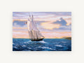 Schooner at Golden Dusk, coastal canvas wall art print, front view