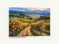 Autumn Vineyard Lane, autumn vineyard landscape painting, floral canvas wall art print ready to hang