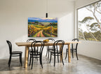 Autumn Vineyard Lane floral canvas print on the wall of a dining room