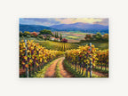 Autumn Vineyard Lane, floral canvas wall art print, front view