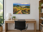 Autumn Vineyard Lane floral canvas print on the wall of a study