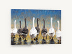 Geese in the Rain, geese walking in rain painting, animal canvas wall art print ready to hang