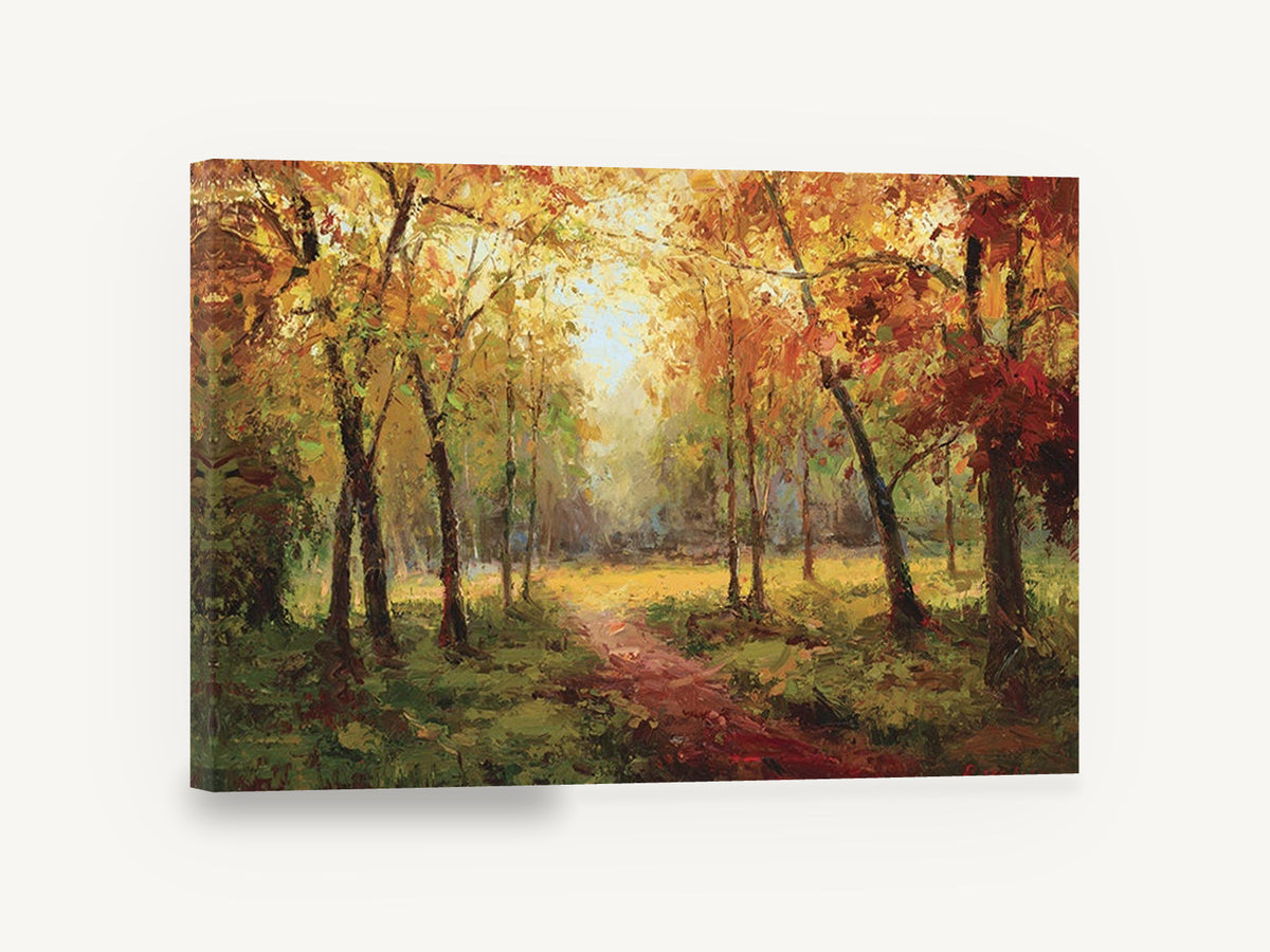 Autumn Forest Path, autumn forest path impasto landscape, floral canvas wall art print ready to hang