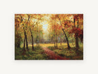 Autumn Forest Path, floral canvas wall art print, front view