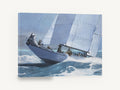 Heeling Into the Swell, racing yacht rough seas seascape, coastal canvas wall art print ready to hang