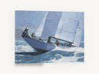Heeling Into the Swell, racing yacht rough seas seascape, coastal canvas wall art print ready to hang