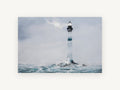 Lighthouse in Sea Fog, coastal canvas wall art print, front view
