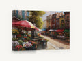 Cobbled Flower Market, flower market street scene painting, floral canvas wall art print ready to hang