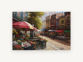 Cobbled Flower Market, floral canvas wall art print, front view