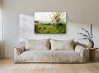 Blossom Above the Bay coastal canvas print on the wall of a living room