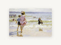 Children at the Shallows, coastal canvas wall art print, front view