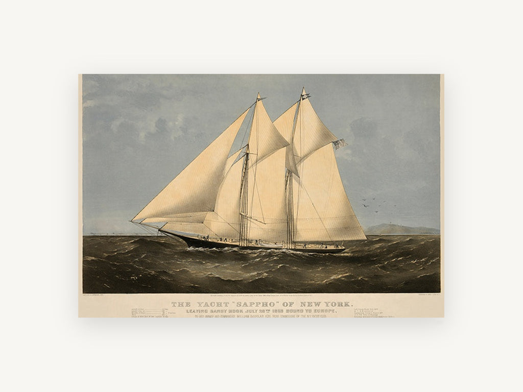 Schooner Under Full Sail, coastal canvas wall art print, front view