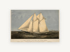 Schooner Under Full Sail, coastal canvas wall art print, front view